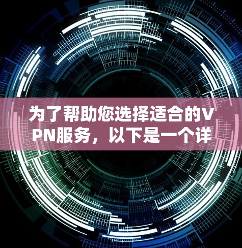 为了帮助您选择适合的VPN服务，以下是一个详细的比较分析